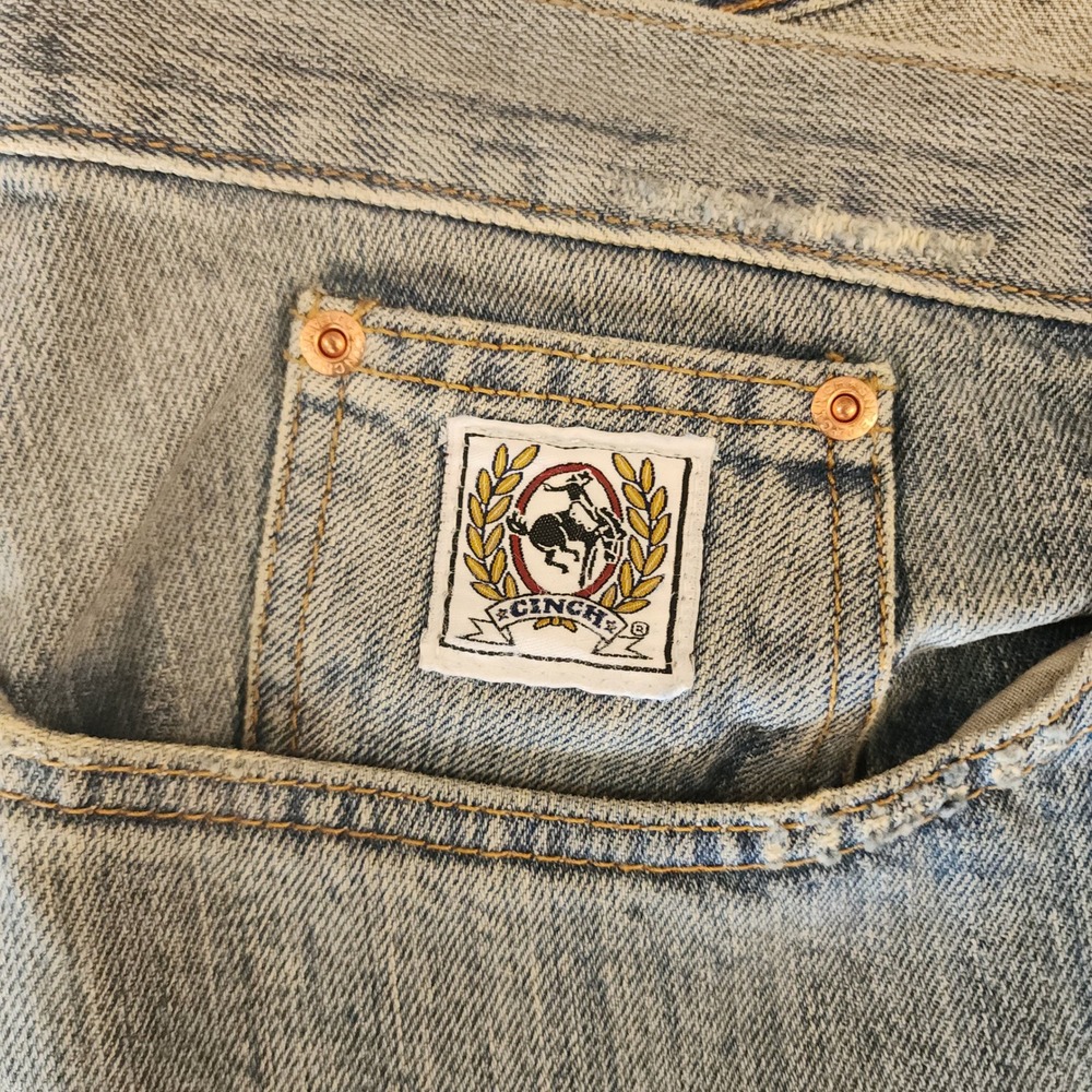 D29 Cinch Mens Relaxed Fit White Label Light Wash Jeans MB92834012 Size 42x34 - Picture 8 of 9